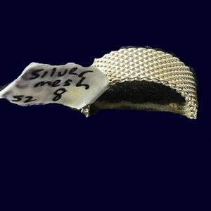 STERLING SILVER MESH RING, LADIES SZ 8, UNIQUE DESIGN, PLIABLE SILVER MESH, NEW,